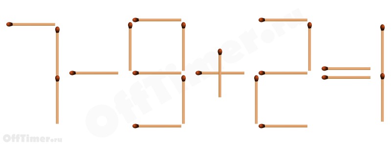головоломка со спичками 7-9+2=1