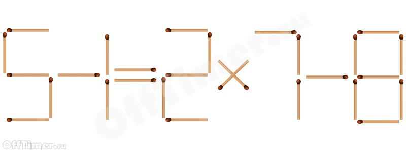 головоломка со спичками 5-1=2*7-8