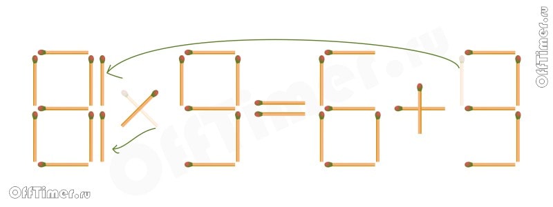 головоломка со спичками 81*9=6+9 - ответ